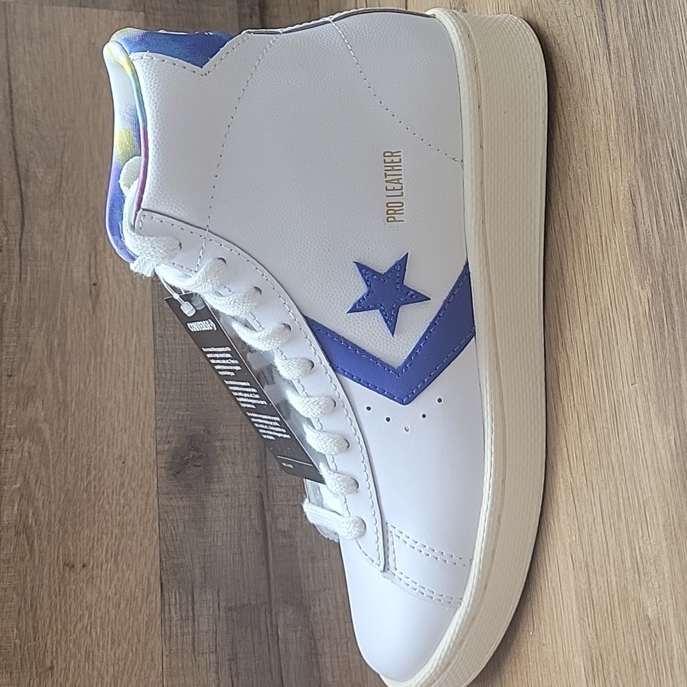 Converse Kids High-Top Sneakers - White with Blue Accents - Picture 8 of 14